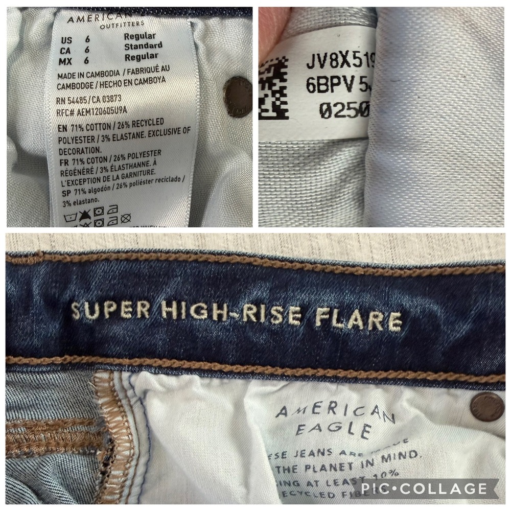 American Eagle Womens 6 Blue Super High-Rise Flare Next Level Stretch Jeans - Picture 8 of 12